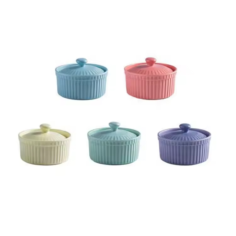 Sütő biztonságos személyre szabott, szép kerek, sugals ramekin tálak